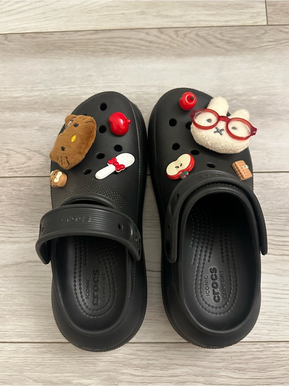 CROCS Kids Black Clog Sandals with Character Jibbitz